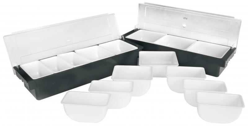 White Inserts for Plastic 6-Compartment Condiment holder with clear cover